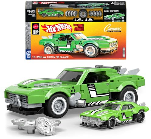 Mattel Brick Shop Hot Wheels Coffret de Construction Custom Camaro 1968 de Mattel Brick Shop, série Speed avec 289 pièces, pour les collectionneurs adultes et enfants à partir de 10 ans, JFT16