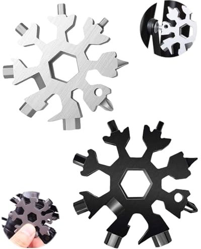 TPZORJX 2 Stücke Edelstahl schneeflocken multitool,18 in 1 Schneeflocken Multitool,multitool werkzeug,Leichtgewicht Schneeflocke Multi Tool,für Männer,für Outdoor-Reisen Camping Tägliche Werkzeuge