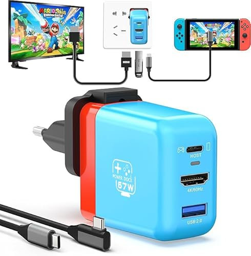 Switch Dock for Nintendo Switch OLED, 3 in 1 Switch TV Adapter with 4K 60Hz HDMI, USB 2.0 Port, Type C 67W Charger, Portable Switch Docking Station Travel, for Samsung Dex S23, MacBook