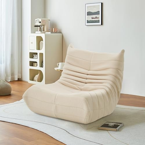JiaOyu Sitzsack Sofa Bodensofa, Schlafsofas Relaxsessel mit Rückenlehne, Lazy Sofa Bodensofa mit schlaffunktion, Bodensessel Kleines Schlafsofa für Schlafzimmer Wohnzimmer (Beige)