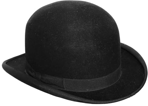 HiFEN® Schwarzer Velours Bowler Hut - Klassischer viktorianischer Chaplin Hut für Männer & Frauen, Steampunk Cosplay, Magier, Halloween und Fasching Zubehör