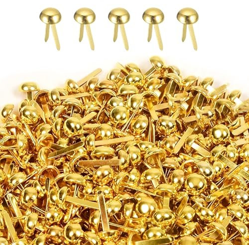 Lot de 300 pinces à linge dorées - 8 mm - Pinces à tête ronde - Pinces en métal pour sacs à main, portefeuilles, vêtements et travaux manuels en cuir