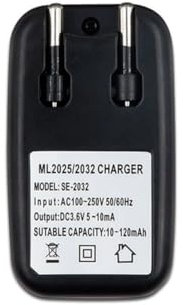 Nettoppo Chargeur de Batterie 3,6 V Lithium 2032 2025 Adaptateur de Chargeur de Batterie pour Pile Bouton ML2032 ML2025 Installation Facile Prise UE Facile à Utiliser