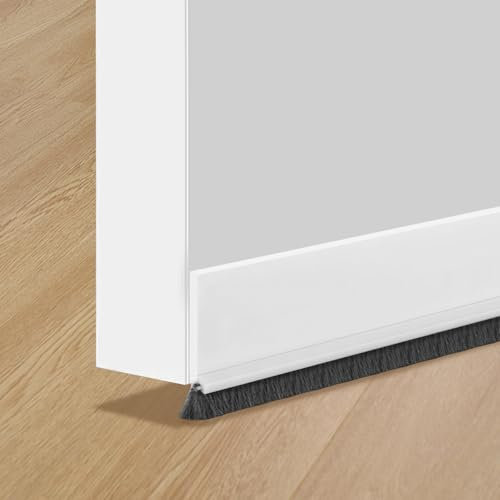 Escoba para puerta, junta de cepillo autoadhesiva, junta de puerta blanca, con cepillo, cepillo de puerta, junta de cepillo para puerta, tira de cepillo, cinta de sellado para puerta, recortable, 100