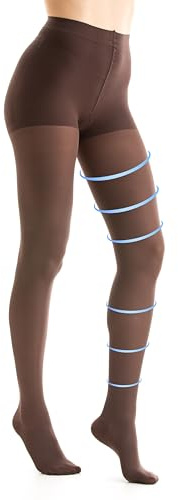 Damen Medizinische Kompressionsstrumpfhose, Klasse 1, 14-16 mmHg, Micro 70 Den, Beige, Schwarz, Marine (Braun, L)