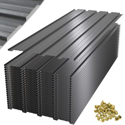 Thanaddo 22er Set Profilblech Trapezblech mit Schrauben, 108×43 cm Metall Blech Dachblech Dach Platten Stahlblechdachplatten 10.12m², Grau