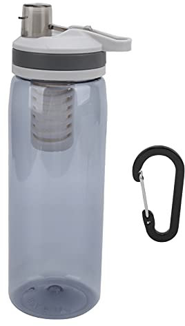 equlup Portable Filtered Water Bottle, 770ml School Gym Water Purifier Bottle for Outdoor Travel Camping Hiking Survival Emergency Fitness (Grey)
