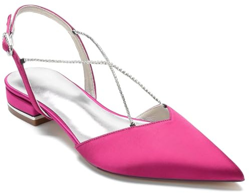 Scarpe col Tacco Donna Eleganti Décolleté Punta Chiusa Sandali con Tacco Basso da Sposa,1