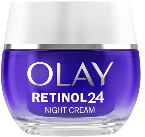Olay Retinol 24 Nachtcreme Feuchtigkeitscreme fürs Gesicht 50ml | Hautpflege mit Antioxidativem Vitamin E, Übernacht Anti-Aging Pflege: glättet, erneuert und spendet Feuchtigkeit, 50ml