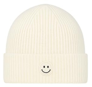 Faera Damen Strickmütze mit Smiley Stickerei aus Viskose