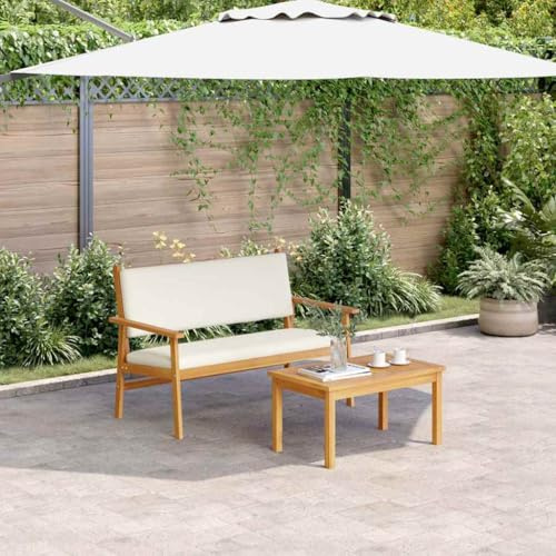 YuuSsea Garten-Sofa-Set 2-teilig, Braun, Massivholz Akazie, Robustes Loungesofa für Terrasse, Balkon, wetterfestes Outdoor-Möbelset, 295 kg Tragkraft