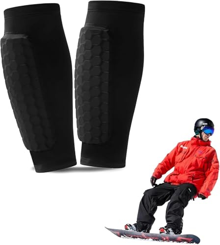 Ski Schienbeinschoner, Skiguard Socks–1 Paar Schienbeinschoner Ski, Atmungsaktiv & rutschfest, Anti-Rutsch-Silikonstreifen & 360° Stabilität, für Heranwachsende & Erwachsene (M)