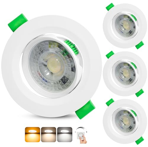 Aulaiyi LED Einbaustrahler 230V Dimmbar 68-80mm Lochmaß 5W IP44 LED Spots Ultra Flach Deckenspots 45° Schwenkbar Einbauleuchten 2700K/4000K/6000K Spots Deckenleuchte für Badezimmer, Weiß 3er Set