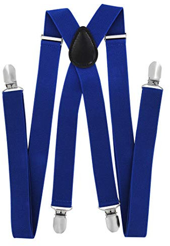 axy Hosenträger für Herren breit 2,5 cm in X-Form mit 4 Hosenträger Clips extra stark längenverstellbar 25mm (Blau)