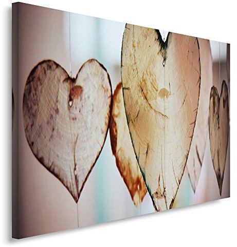 Feeby. Wandbild - 1 Teilig - 70x100 cm, Leinwand Bild Leinwandbilder Bilder Wandbilder Kunstdruck, HERZEN, BRAUN, VIOLETT