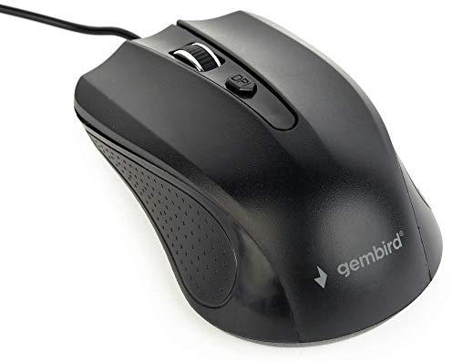 Gembird MUS-4B-01 Maus USB Optisch 1200 DPI Beidhändig - Mäuse (Beidhändig, Optisch, USB, 1200 DPI, Schwarz), 3 Stück