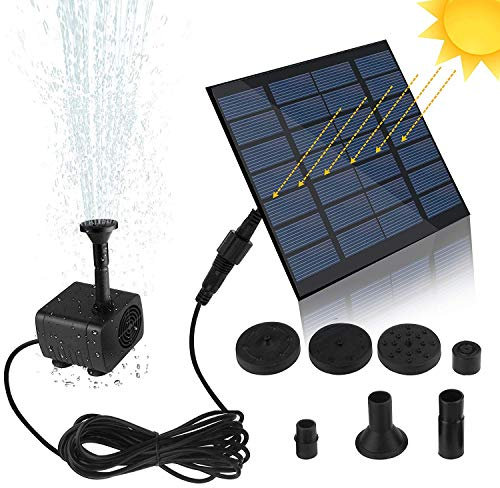 Feadem Mini bomba de fuente solar, kit de panel de alimentación de bomba de agua solar sumergible sin escobillas para circulación de agua de jardín/fuente de estanque (7 V 1,2 W)