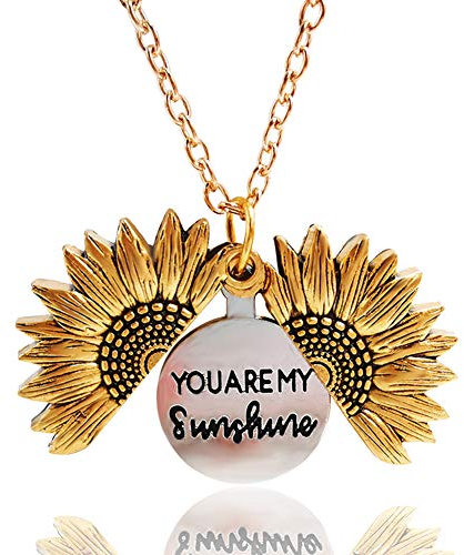 Sonnenblume Medaillon Halskette du bist mein Sonnenschein graviert Anhänger Halskette für Frauen Mädchen mit schönen Geschenkbox…