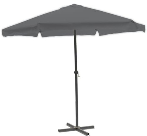 Mojawo Kurbelschirm Gartenschirm Sonnenschirm Aluminium Schirm Ø 3m Krempe und Kurbel verschieden Farben, Farben:Grau