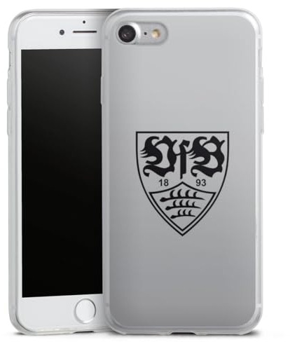 Slim Case extra dünn kompatibel mit Apple iPhone SE (2020) Silikon Handyhülle transparent Hülle Offizielles Lizenzprodukt VfB Stuttgart Logo