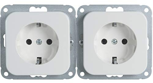 OPUS® 1 Schutzkontakt-Steckdose „2 + 3-fach“ Ausführung 2-fach, Berührungsschutz ja, Farbe alpinweiß