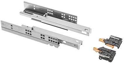 MS Beschläge Unterflurführungen 1 Paar Schubladenauszüge Schubkastenauszug mit Soft Close System Vollauszug 45mm Höhe Schubladenschienen Selbsteinzug (600mm)