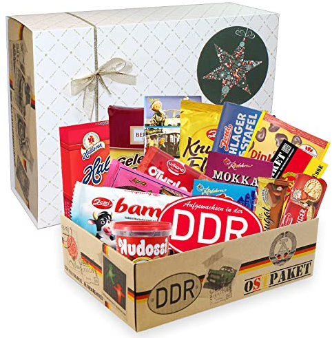Geschenkbox Weihnachten DDR Spezialitäten Schokolade, Schokobox XL Weihnachten Geschenk Ost Produkte