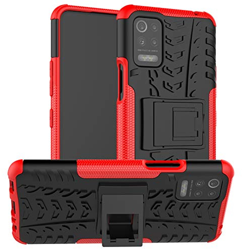 Handy Tasche Kompatibel mit LG K52 | Case Panzer Hülle Cover Schutzhülle Etui Bumper für K52 | Rot