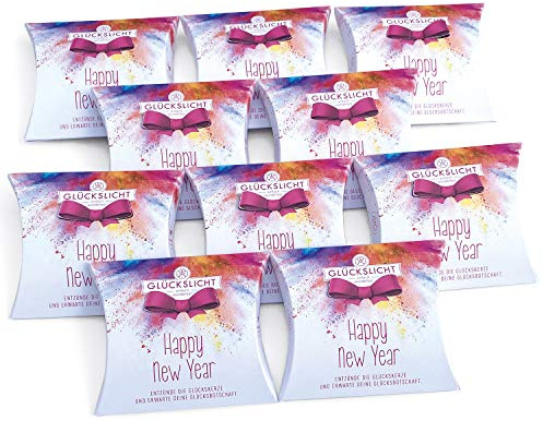 Glückslicht in der Geschenkbox mit der ausgestanzten Schleife | Edition Emotion | Happy New Year | Statt Bleigiessen | 10er-Set