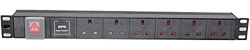 IONZ 6 Way Horizontal 13a Switched Power Distribution Unit PDU Multi Plug Power Strip Charging Station Rackmount Surge Protector 2M Cable for Home and Office. Free 3 Year Extended iONZ Warranty