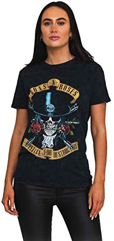 Guns N' Roses T Shirt Appetite Washed Nue offiziell Dip Dye on Schwarz Unisex L