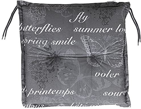 Kettler Polen KETTtex 2385 Sitzkissen Hocker Bali grau Schmetterlinge 50x50x7 cm Sitzpolster