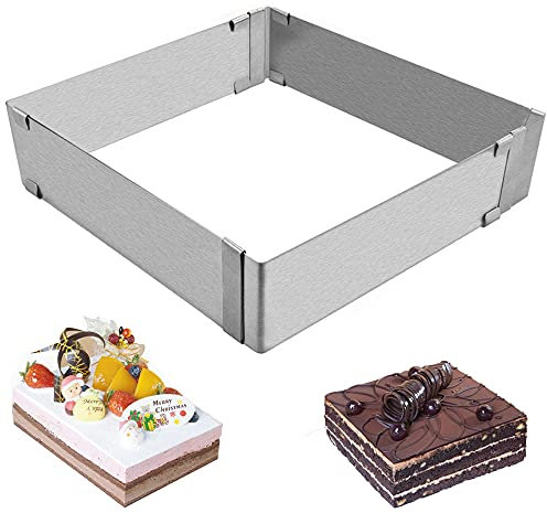 Molde Rectangular Tarta Mousse,Molde Pastel Mousse Ajustable,Anillo Pastel Cuadrado Hornear,Molde Pastel Acero Inoxidable,Se Utiliza Para Hacer Tartas Cuadradas,Tartas De Mousse,Tiramisú (15-27,5 cm)