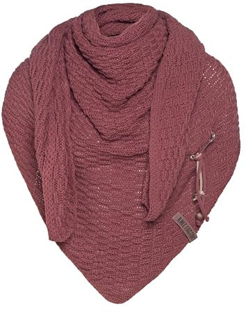 KNIT FACTORY - Dreiecksschal Jaida - Damen Strickschal mit Wolle - Hochwertige Qualität - XXL Schal - 190 x 85 cm - Stone Red