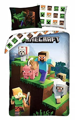 Bettwäsche Minecraft Limited Edition, 100% Baumwolle, wendbarer Bettbezug, 140 x 200 cm + Kissenbezug