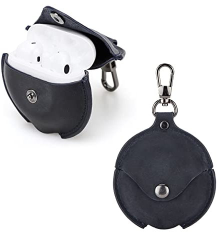 Custodia in vera pelle compatibile con auricolari wireless Huawei FreeBuds 4, Cover Protettiva Portatile Retro Flip Ricarica Wireless con Portachiavi per Custodia di Ricarica HUAWEI FreeBuds 4 Blue