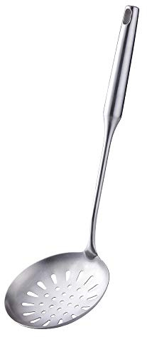 SBOMHS Schaumlöffel Edelstahl 18/10 Abseihlöffel silber Schaumkelle Abschäumerlöffel Länge 38 CM/15 Inch, Breite 12,4 CM/4,9 Inch