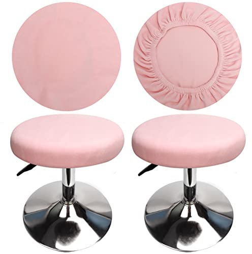 HuaLiSiJi Hockerbezug Rund Rosa 30-40cm, Luxuriöser Stoff, Rund Dehnbar Knitterfrei Waschbar Staubdicht Hocker Bezug (2 PCS Rosa)