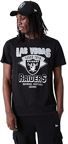 New Era Las Vegas Raiders NFL T-Shirt Fanshirt American Football Team Wordmark Jersey Schwarz Weiß - M