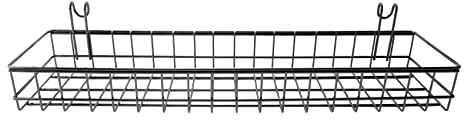 Qeunrtiy HäNgender Korb für Draht Wand Gitter, Multifunktionaler Korb EIN der Wand Aufbewahrung - und PräSentation Korb, 40 X 10 X 5 cm, Schwarz Lackiert