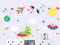 wolga-kreativ Wandtattoo Wandsticker Möbelsticker Aufkleber Wandbild Rakete Alien Weltraum Wanddeko Set Kinderzimmer Spielzimmer Babyzimmer Mädchen Junge-n Baby Zimmer