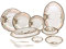 36 Piece Melamine Dinnerware Contemporary Flower Print Design Set, Shatterproof, Lightweight, Artisanal Double Bead Plates & Bowls, Solid Reactive Glazes Dinner (Brown & Orange)