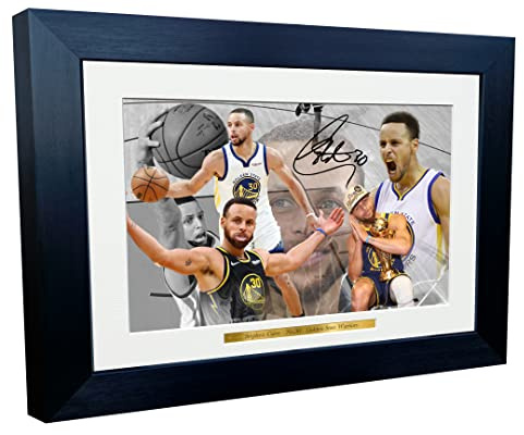 Bilderrahmen, 30,5 x 20,3 cm, A4, Stephen Steph Curry, Golden State Warriors Celebration Tribute Autogramm, signiert, Basketball-Poster, Geschenk