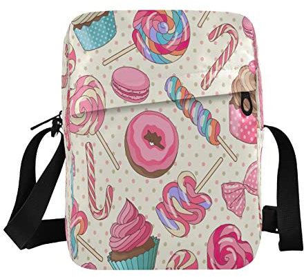 Yummy bunte süße Lutscher-Candy Makronen-Umhängetasche, klein, lässig, Umhängetasche, Handtasche, Handytasche, Geldbörse für Damen, Herren, Kinder, Mehrfarbig, Einheitsgröße