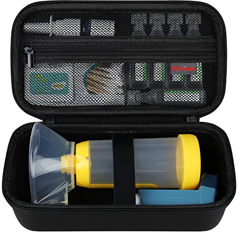 Elonbo Tragetasche Kompatibel mit Asthma Inhalator Spacer für Kinder und Erwachsene, Asthma Travel Organize Tasche, Schwarz (NUR GEFALL! Inhalator Spacer Nicht im Lieferumfang enthalten)