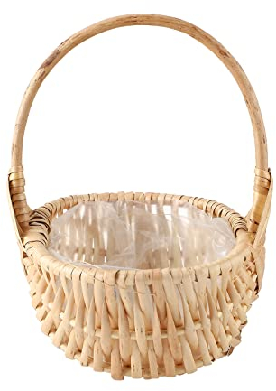 Rattan-Blumenkorb, Weiden-Aufbewahrungskorb, Leerer Weiden-Picknickkorb mit Kunststoffeinsatz, Osterkorb, Hochzeits-Blumenmädchen-Körbe für Zuhause, Party, Dekoration(S)