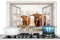 KitchenYeah© Paraschizzi Paraspruzzi per Cucina Lamiera Alluminio 90x60 cm Alzatina Top Decorazioni Cucine Vista Trasparente - Highlander Scozzese - Animali