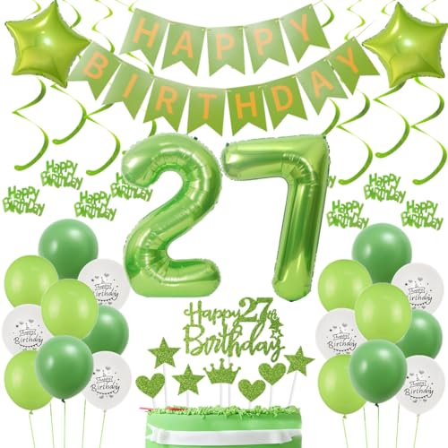 27 Geburtstag Deko Grün 27 Geburtstag Deko Mann Grün 27. Tortendeko Deko 27. Geburtstag Mann Grün 27 Geburtstag Luftballon Grün 27. Geburtstag Dekorationen 27 Mann Ballons 27 Geburtstag Grün