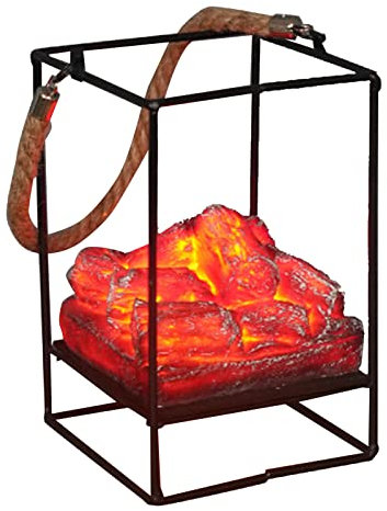 Topyond Lagerfeuerlampe – Flammenloses LED-Licht, Künstliche Kaminlampe – Kaminlaterne aus Eisen – Dekorative Mini-elektrische Lagerfeuerlampe Für Den Raum(Tippe A)