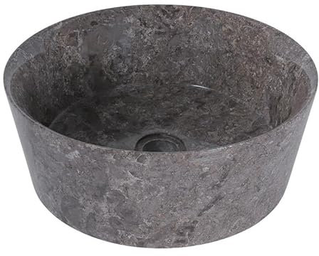 Vasque à poser design marbre grise bordure fine Ø40cm - lavabo à poser salle de bain marbre